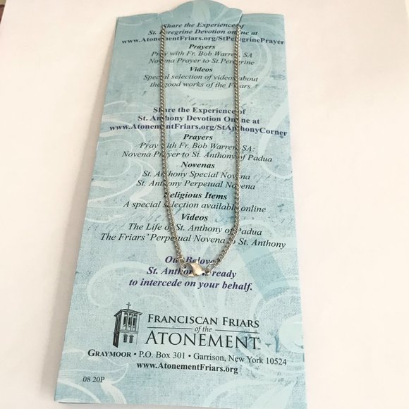 Vintage St Saint Anthony Peregrine Cross Necklace Medal Catholic 21" Blue Beads - Picture 5 of 11